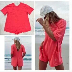 NWT Free People Movement Hot Shot Tee Romper In Electric Sunset Neon Co